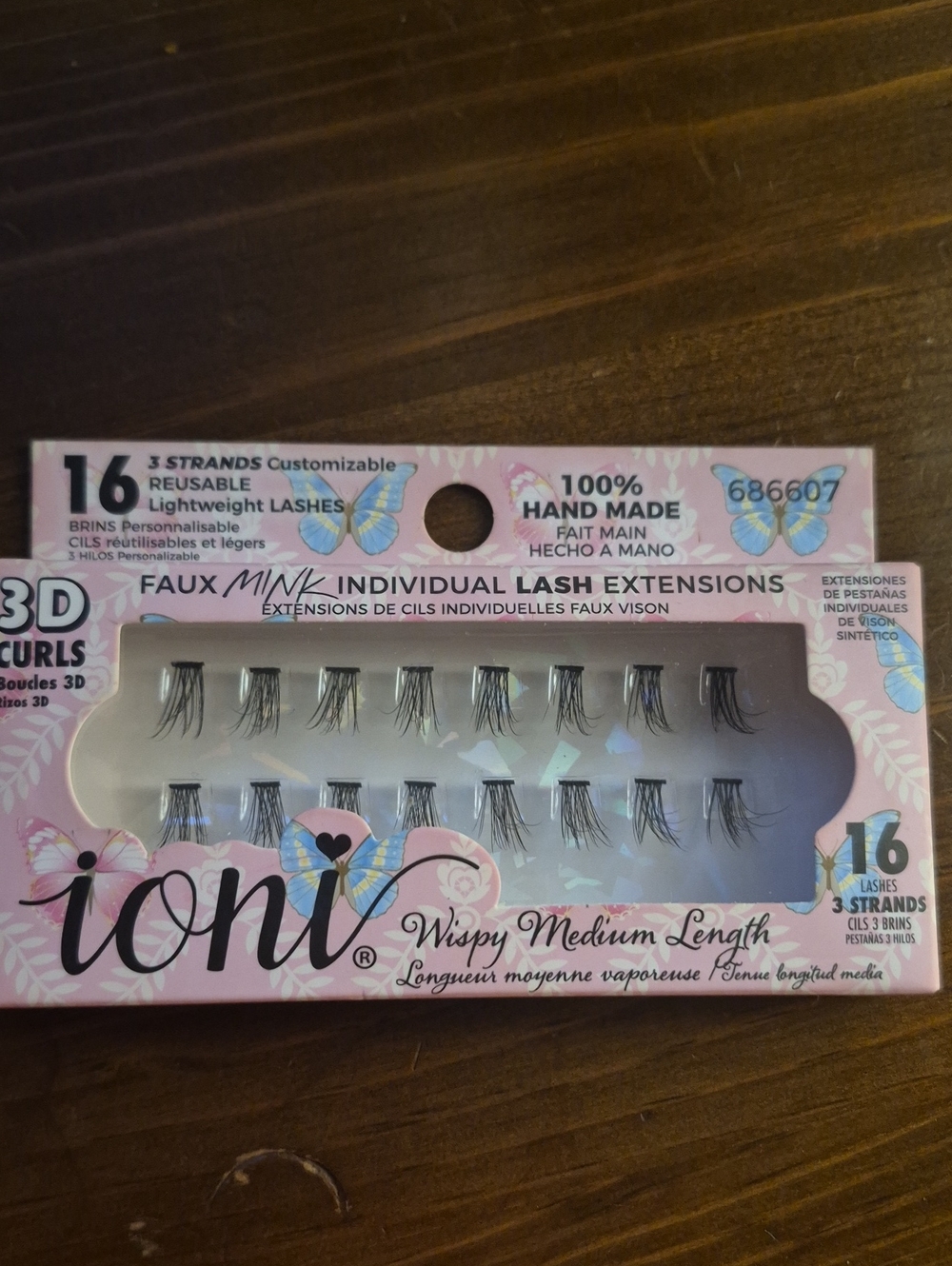 Ioni Wispy Medium Length Faux Mink Individual Lash Extensions - Black
